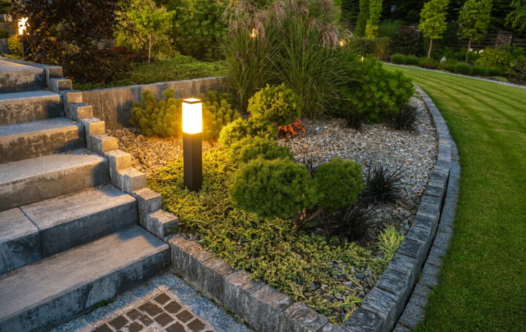 rockery backyard garden led light illumination