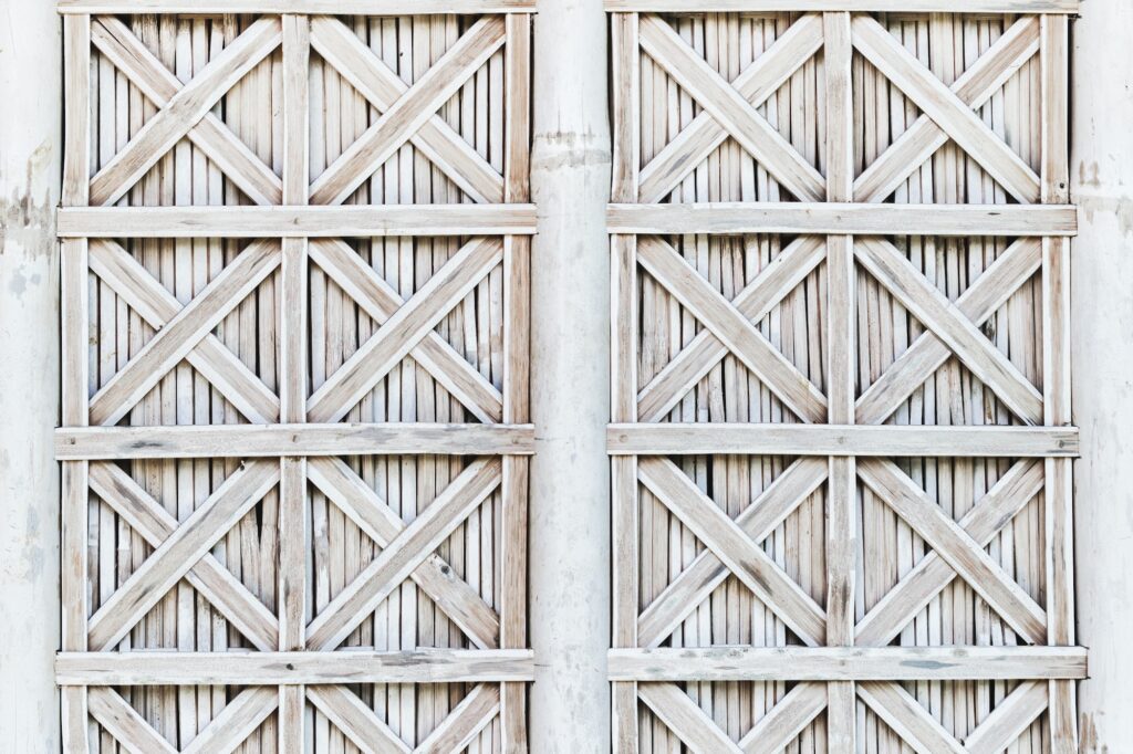 white bamboo wicker shutters of window bali style exteriour